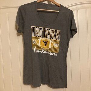 West Virginia Mountaineers T Shirt XL Xtra Large Football Logo Gray Captivating